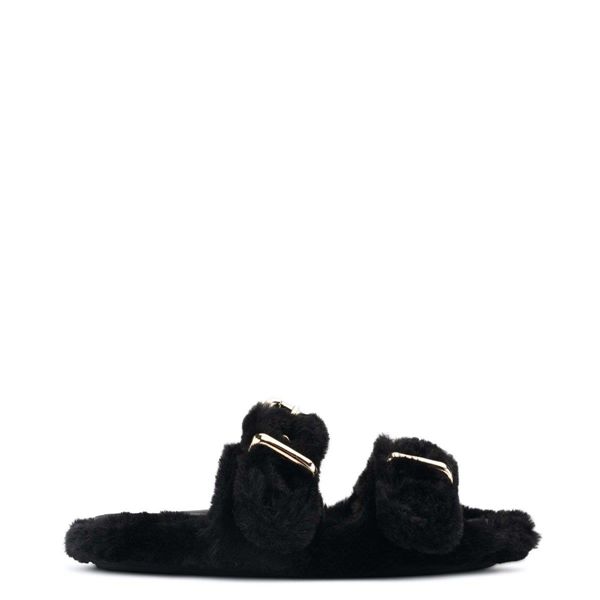 Nine West Plush Cozy Flat Black Slippers | Ireland 93C39-3C28